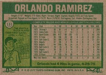 1977 Topps #131 Orlando Ramirez Back
