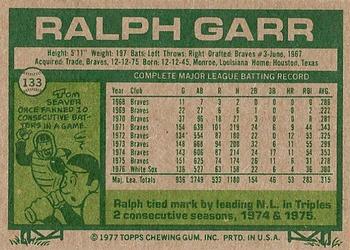 1977 Topps #133 Ralph Garr Back