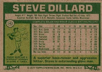 1977 Topps #142 Steve Dillard Back