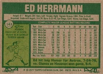 1977 Topps #143 Ed Herrmann Back