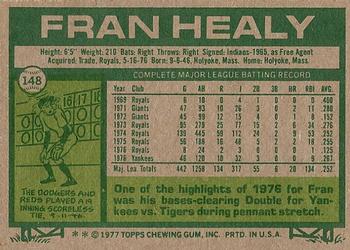 1977 Topps #148 Fran Healy Back