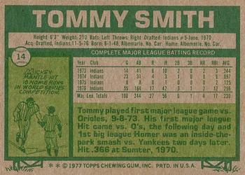 1977 Topps #14 Tommy Smith Back