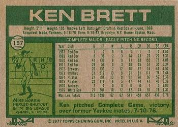 1977 Topps #157 Ken Brett Back