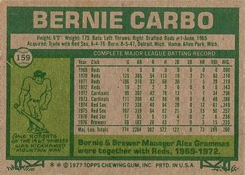 1977 Topps #159 Bernie Carbo Back