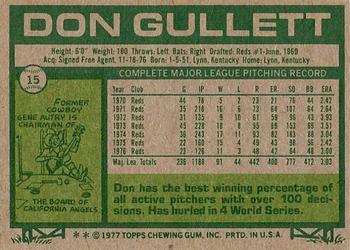 1977 Topps #15 Don Gullett Back