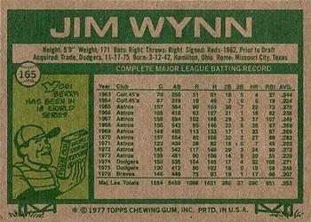 1977 Topps #165 Jim Wynn Back