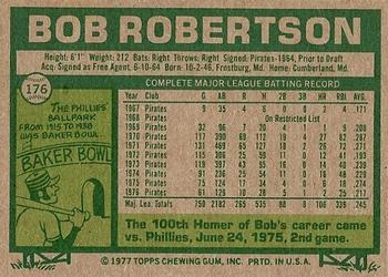 1977 Topps #176 Bob Robertson Back