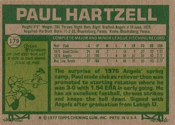 1977 Topps #179 Paul Hartzell Back