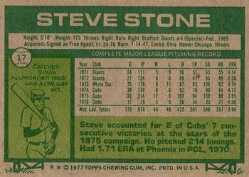 1977 Topps #17 Steve Stone Back