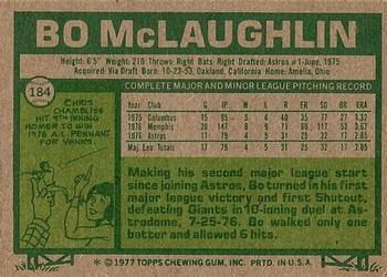 1977 Topps #184 Bo McLaughlin Back