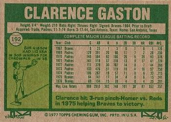 1977 Topps #192 Clarence Gaston Back