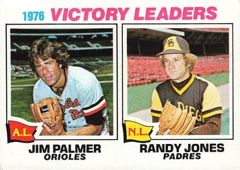 1977 Topps #5 1976 Victory Leaders (Jim Palmer / Randy Jones) Front