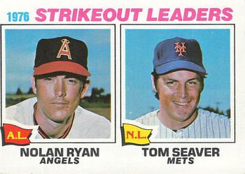 1977 Topps #6 1976 Strikeout Leaders (Nolan Ryan / Tom Seaver) Front