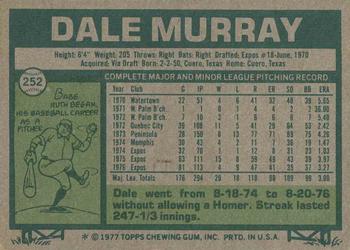 1977 Topps #252 Dale Murray Back