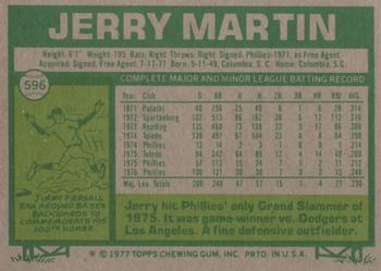 1977 Topps #596 Jerry Martin Back