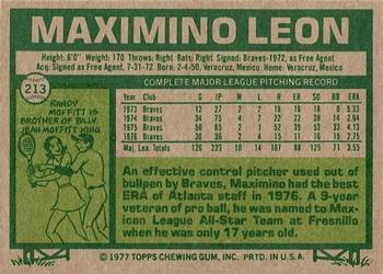1977 Topps #213 Maximino Leon Back