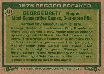 1977 Topps #231 George Brett Back