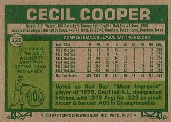 1977 Topps #235 Cecil Cooper Back