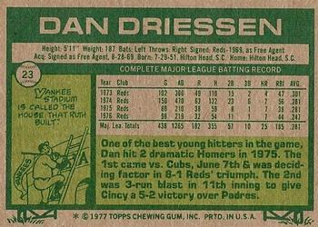 1977 Topps #23 Dan Driessen Back