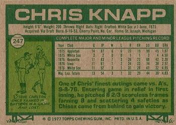 1977 Topps #247 Chris Knapp Back