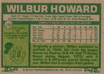 1977 Topps #248 Wilbur Howard Back