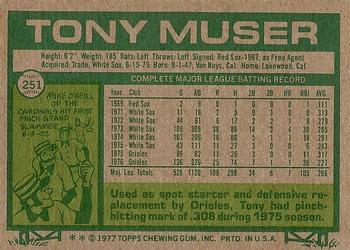 1977 Topps #251 Tony Muser Back