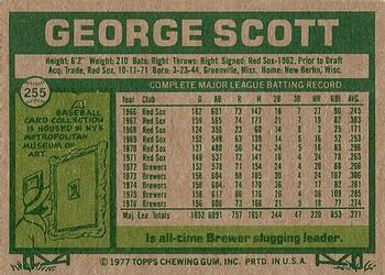 1977 Topps #255 George Scott Back