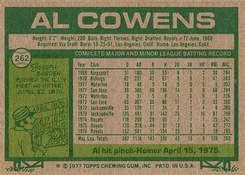 1977 Topps #262 Al Cowens Back
