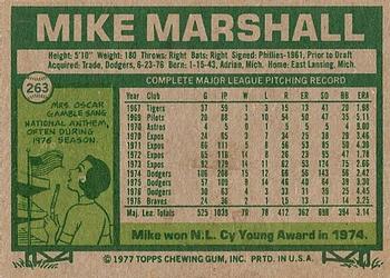 1977 Topps #263 Mike Marshall Back