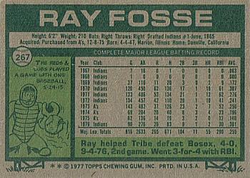 1977 Topps #267 Ray Fosse Back