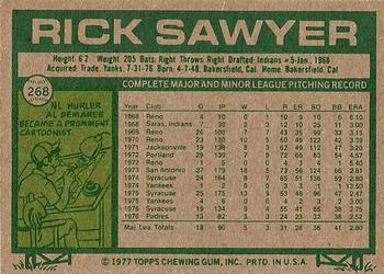1977 Topps #268 Rick Sawyer Back