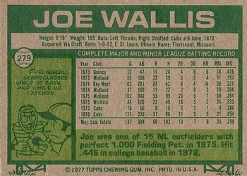 1977 Topps #279 Joe Wallis Back