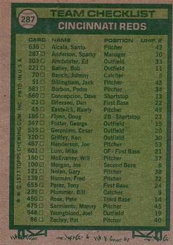 1977 Topps #287 Cincinnati Reds / Sparky Anderson Back