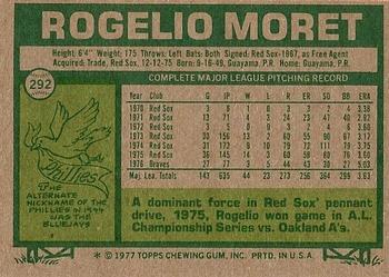 1977 Topps #292 Rogelio Moret Back