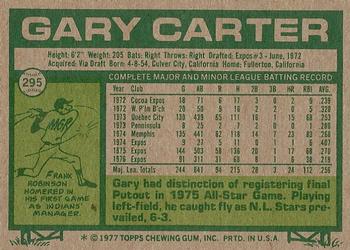 1977 Topps #295 Gary Carter Back