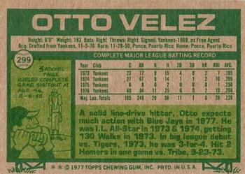 1977 Topps #299 Otto Velez Back