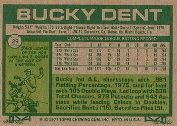 1977 Topps #29 Bucky Dent Back