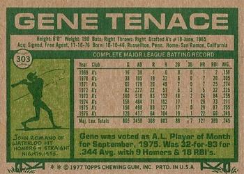 1977 Topps #303 Gene Tenace Back