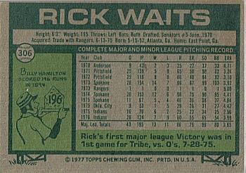 1977 Topps #306 Rick Waits Back
