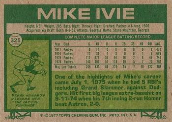 1977 Topps #325 Mike Ivie Back