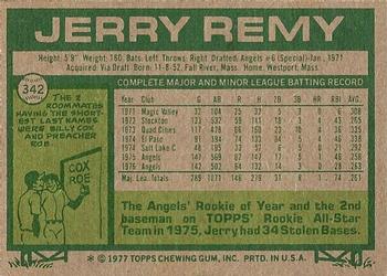 1977 Topps #342 Jerry Remy Back