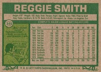 1977 Topps #345 Reggie Smith Back