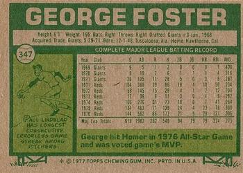 1977 Topps #347 George Foster Back
