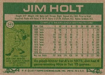 1977 Topps #349 Jim Holt Back