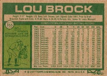 1977 Topps #355 Lou Brock Back