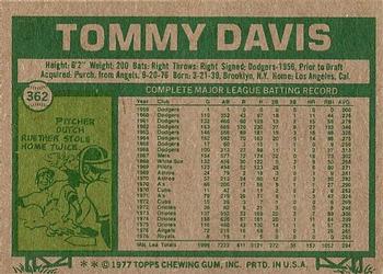 1977 Topps #362 Tommy Davis Back