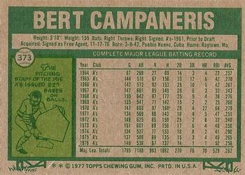 1977 Topps #373 Bert Campaneris Back