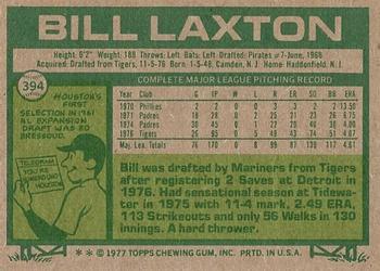 1977 Topps #394 Bill Laxton Back