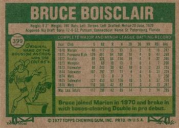 1977 Topps #399 Bruce Boisclair Back
