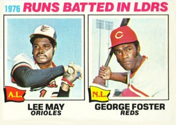 1977 Topps #3 1976 RBI Leaders (Lee May / George Foster) Front